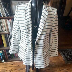 Loft black & white striped business casual 14P blazer